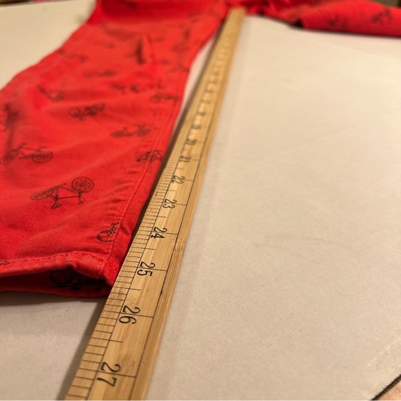 PAIGE Kylie Crop Bicycle Theme Skinny Jeans Red Black Size 26 - Picture 14 of 14